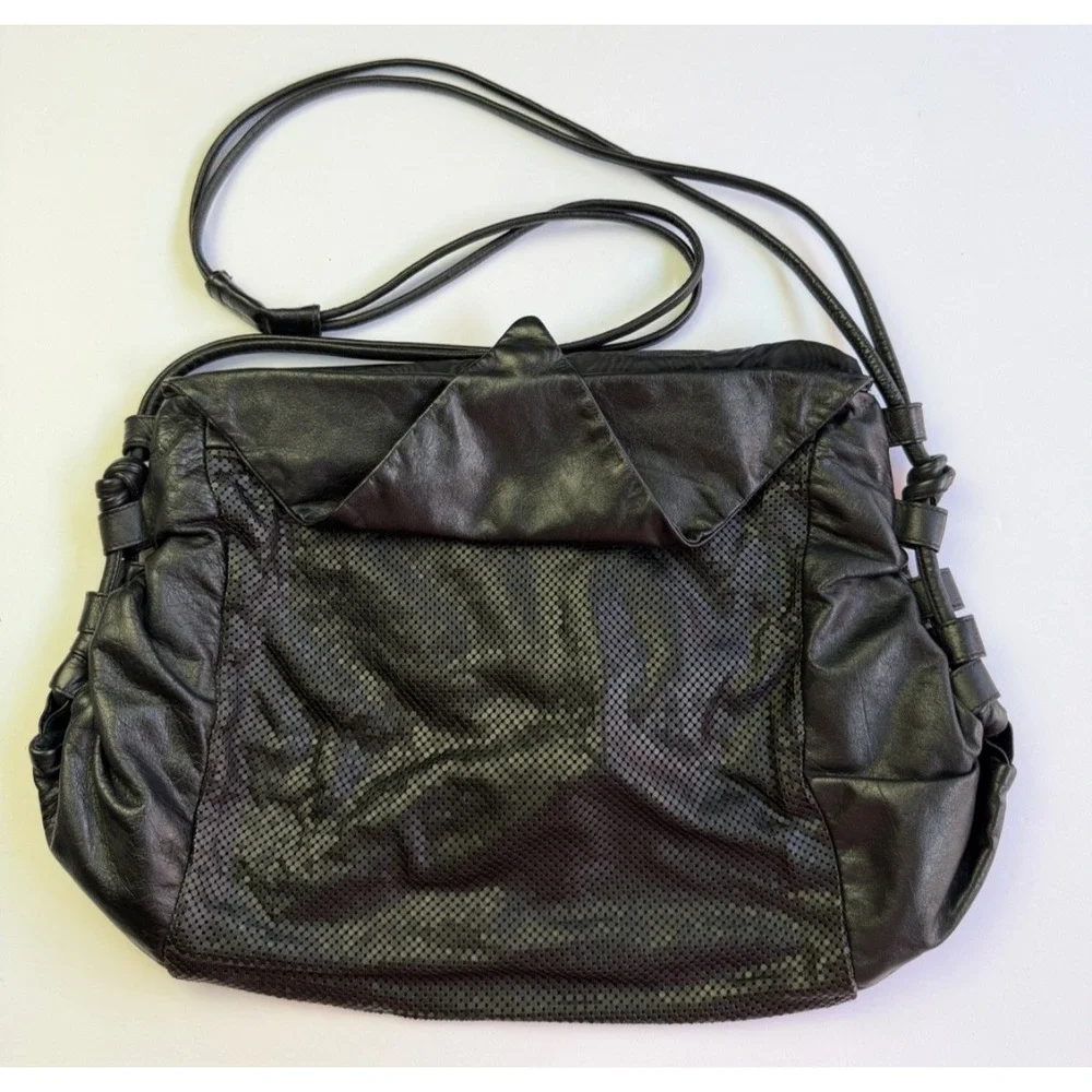 Whiting & Davis Black Mesh Metal Shoulder Bag Vintage 80s Leather L Hobo Slouchy